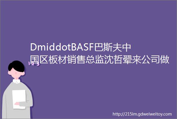 DmiddotBASF巴斯夫中国区板材销售总监沈哲翚来公司做技术培训指导